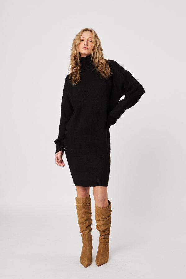 Kyler Sweater Dress in Caviar