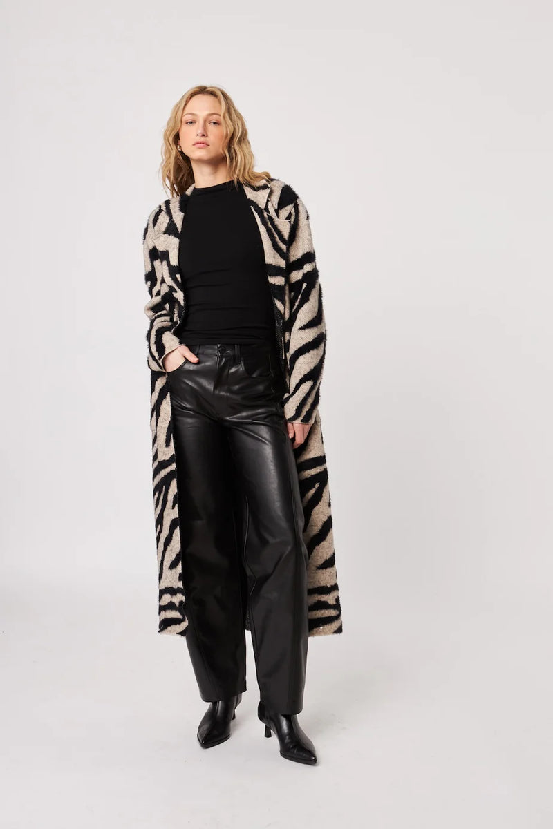 Rashad Long Cardigan in Shadow Zebra