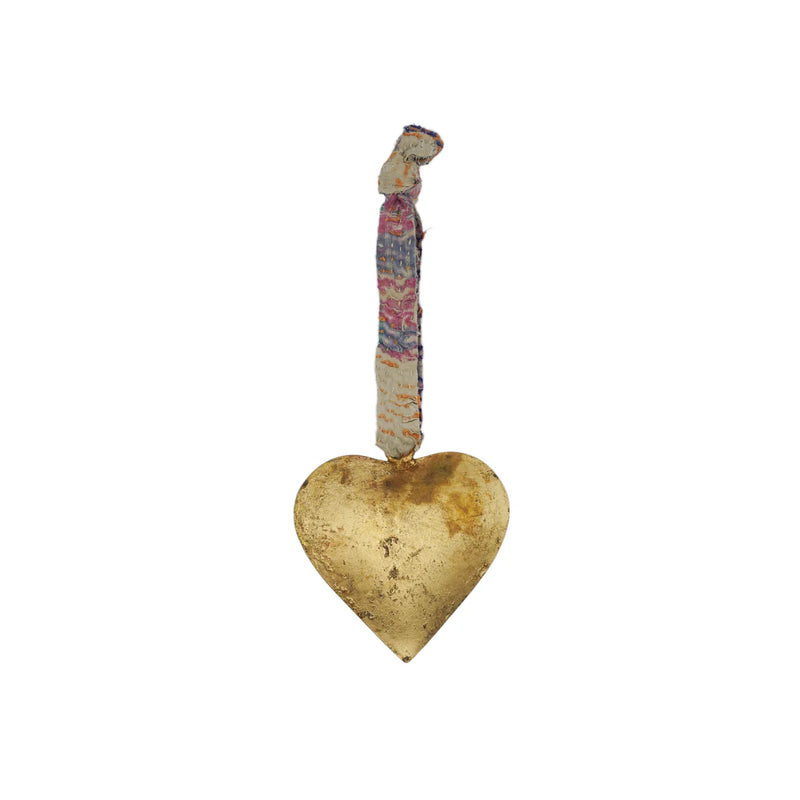 Brass Heart Kantha Ornament