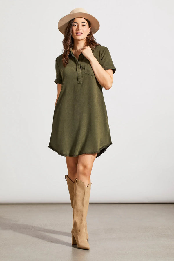 Pop Over Shirt Dress Olive Green