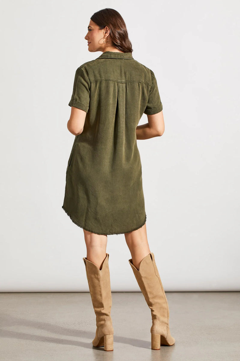 Pop Over Shirt Dress Olive Green