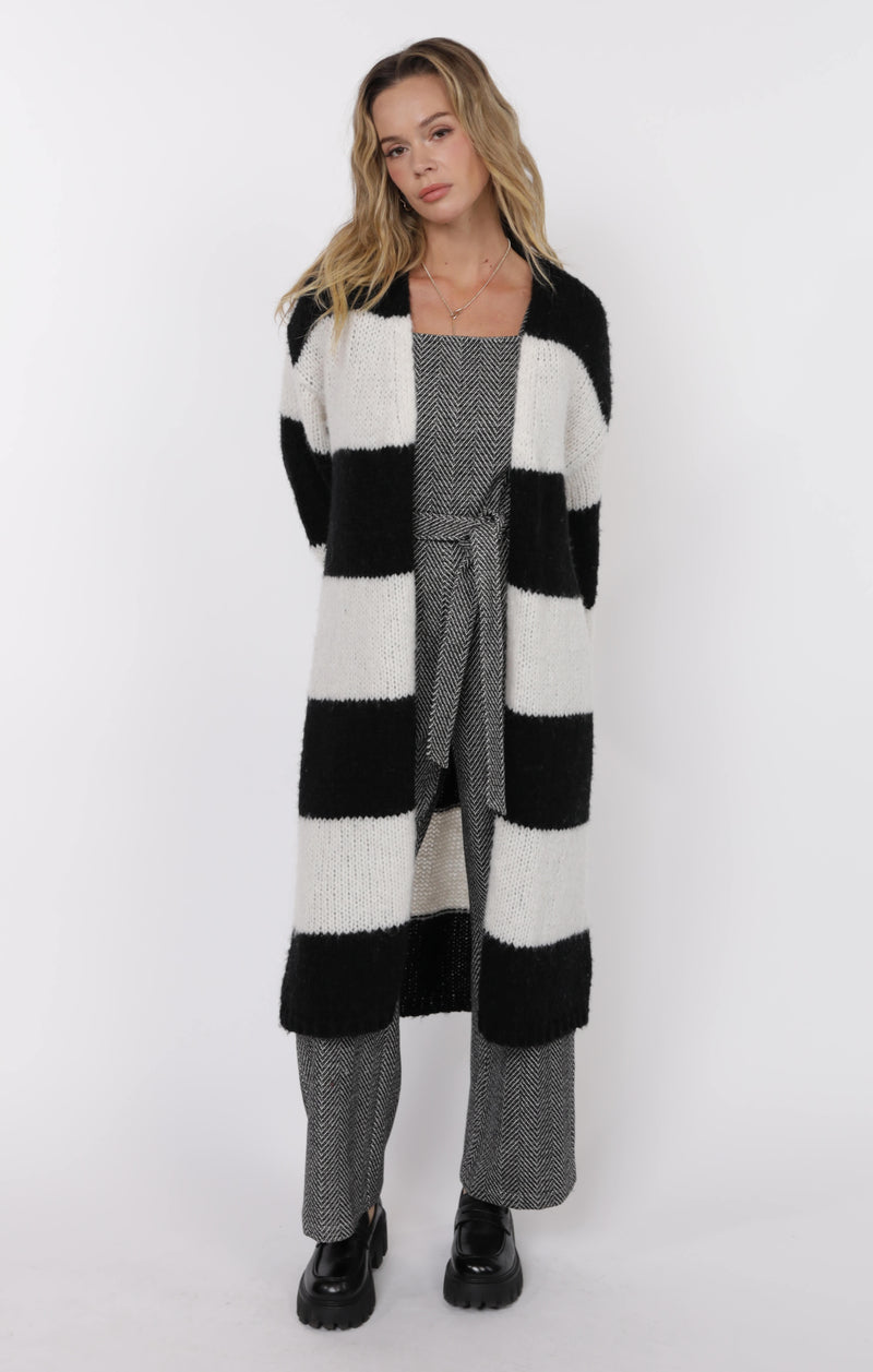 The Suki Bubble Sleeve Duster Black/White Combo