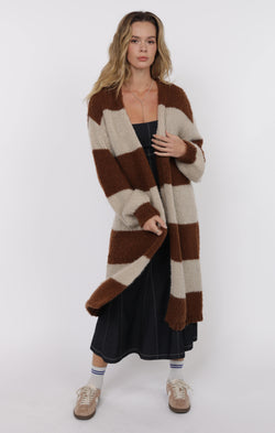 The Suki Bubble Sleeve Duster Brown/Camel Combo