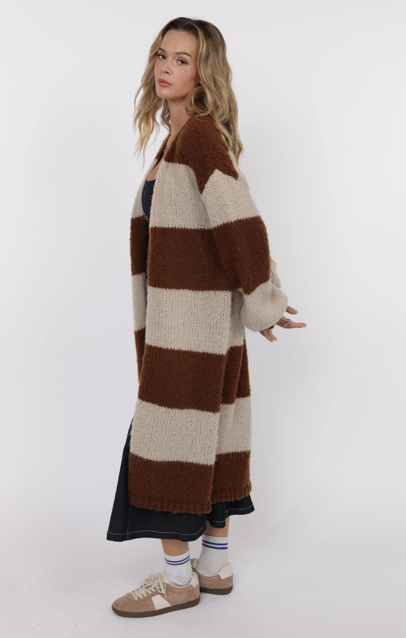The Suki Bubble Sleeve Duster Brown/Camel Combo