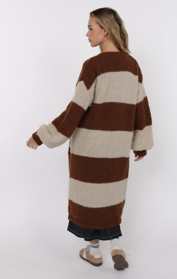 The Suki Bubble Sleeve Duster Brown/Camel Combo