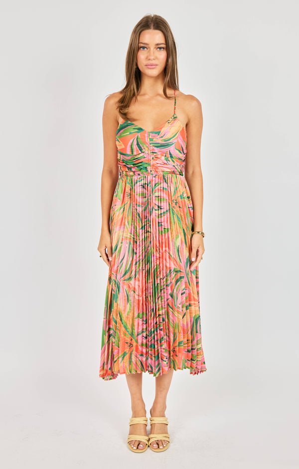 adore sunsets midi dress Sunset Ridge Pleated Midi Dress