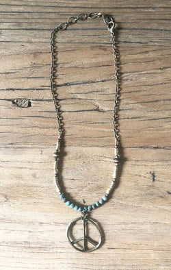 Handbeaded Turquoise Peace Necklace