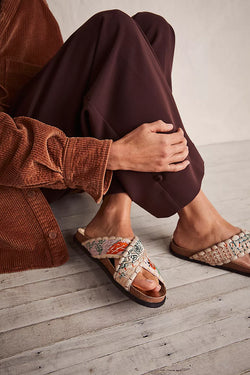 Wildflowers Footbed Sandal Patched Kantha