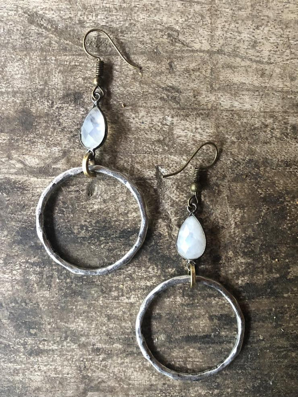 Moonstone Hoop Earrings