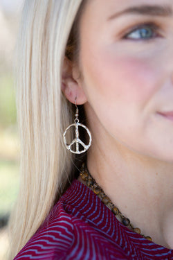 Peace Out Earrings Silver