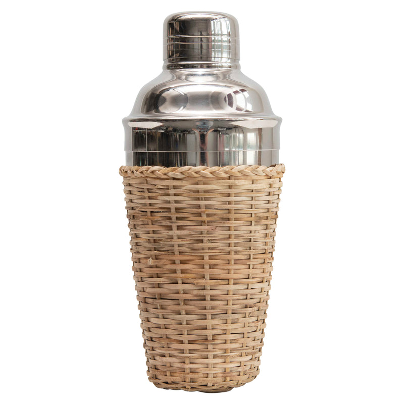 Stainless Steel Cocktail Shaker with Rattan Sleeve