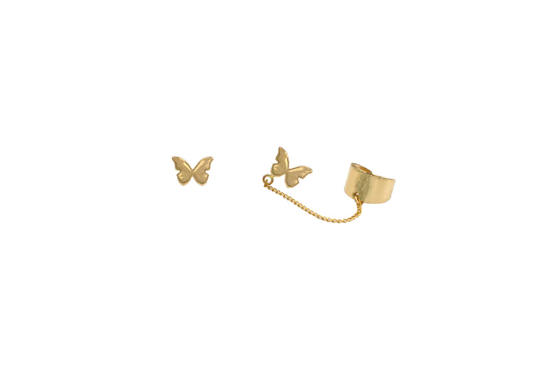 Butterfly Studs with Ear Cuff