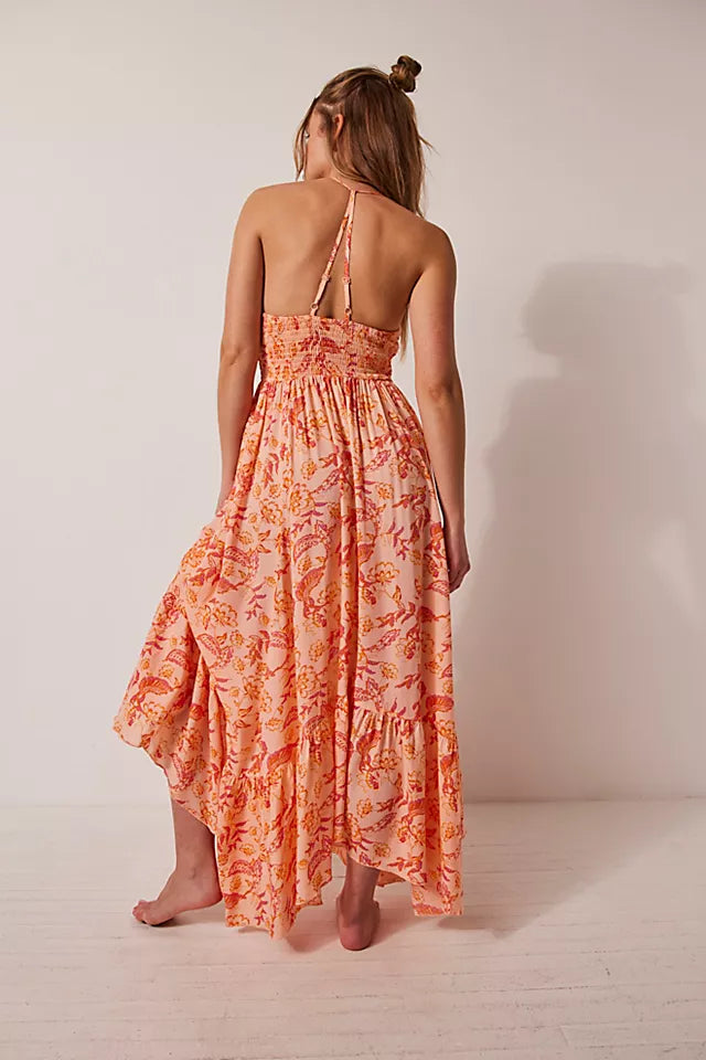 Heat Wave Printed Maxi Slip Dusk Coral Combo