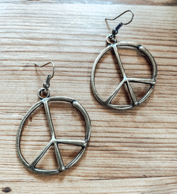 Peace Earrings Brass