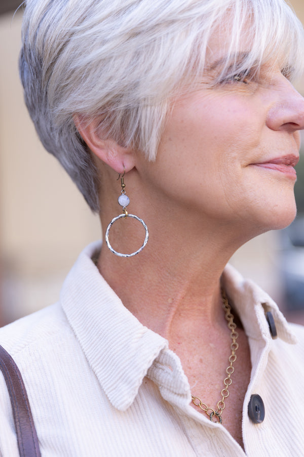 Moonstone Hoop Earrings