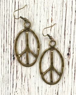 Peace Out Earrings Antique Gold