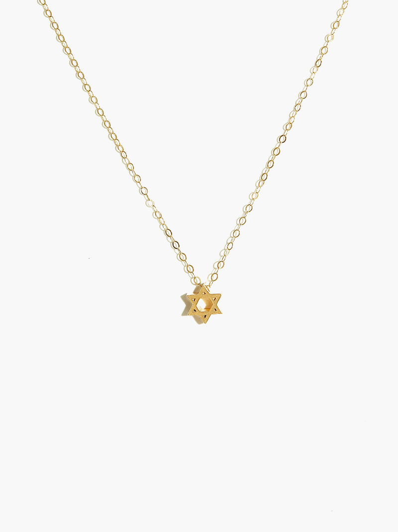 Star of David Charm Necklace Gold